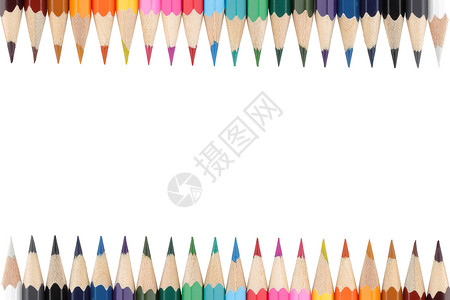 彩色明亮的铅笔边框 可复制您自己的文本空间背景图片