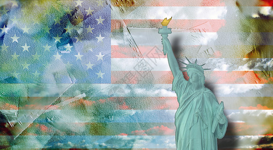 自由宣言组织纪念碑旗帜插图蓝色白色条纹艺术雕像帆布爱国背景图片