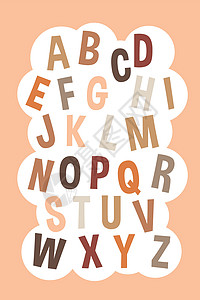 ABC 儿童海报矢量器 儿童快乐的字母表壁海报矢量器卡通片英语艺术语言刻字收藏乐趣孩子幼儿园字体背景图片