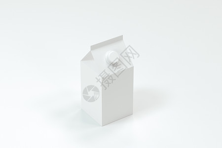 白色背景的空牛奶盒 3D翻接盒子小样包装渲染产品空白塑料纸板零售商品背景图片