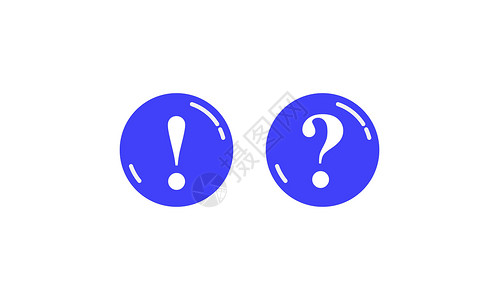 两个蓝色圆桌按钮 带有问答标记和感叹标记背景图片