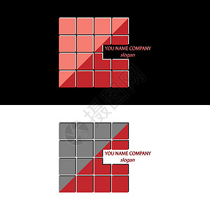 公司徽标 许多平方形大面积分割的对角广场设计图片