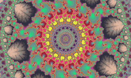 曼德尔布罗特分形多彩图案 如曼达拉渲染插图螺旋科学阴影数学圆圈几何学艺术墙纸插画