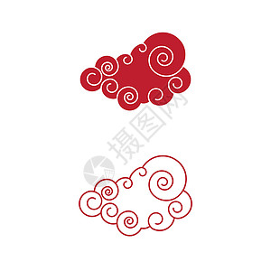 中国云模板矢量 ico艺术节日收藏插图卡通片月亮文化标识漩涡涂鸦背景图片