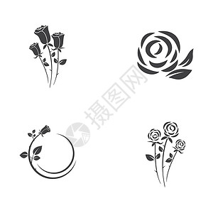 玫瑰图标美丽玫瑰花花矢量图标礼物植物群标识植物庆典花瓣插图叶子沙龙商业插画