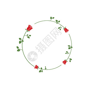 美丽玫瑰花花矢量图标标识叶子花园沙龙植物群艺术插图商业花瓣婚礼背景图片
