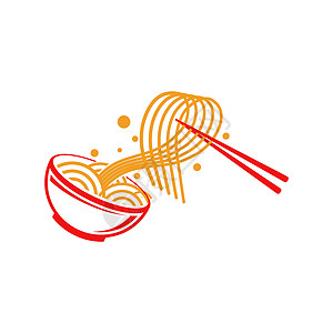 泰国汤它制作图案面条食品标志符号寿司食物午餐拉面美食厨师盒子餐厅烹饪标识插画