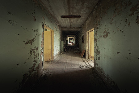 门施利赫切尔诺贝利排斥区2019年Pripyat医院废弃走廊禁区门厅白色建筑通道工业房子灾难背景