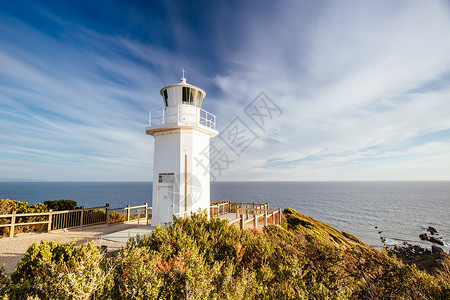 澳大利亚维多利亚州安全低音建筑旅行灯塔旅游岩石支撑沿海海洋背景