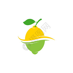 新鲜柠檬图标矢量说明香橼标识食物饮食水果种子收藏叶子插图热带背景图片