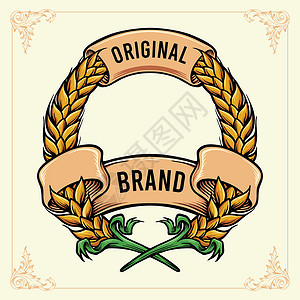 辛纳本标牌业务用小麦徽章和带里本·班纳旗号的重印插画
