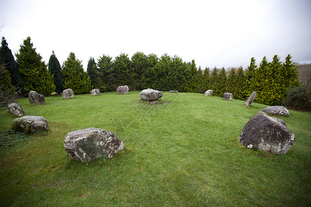 Kenmare石环 爱尔兰Kerry县场地传统几何风光农村植物灰色结石形状石头背景图片