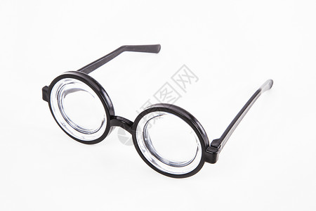 复古圆形眼镜白色背景上的厚玻璃杯剪接圆形镜片眼镜特写视图对象影棚背景