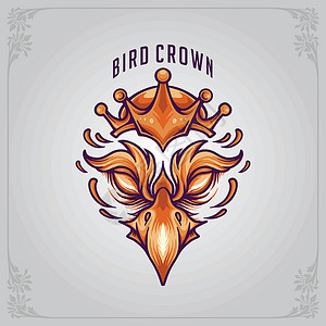 鹰logo鸟马斯考特 加加冕 Logo 向量为团队和生意服务插画