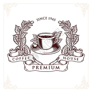 杯子LOGOLogo 咖啡厅矢量徽章插画