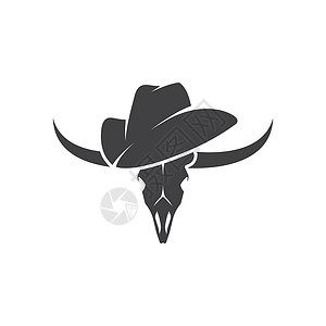 牛骨清汤Bull Skull 矢量图标插图牧场标识表演骨骼徽章农场水牛动物牛仔死亡插画