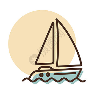 帆船平面素材帆船游艇平面矢量 ico航海帆船赛插图航行海洋冒险巡航旅游血管旅行插画