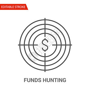 基金狩猎图标 薄线矢量说明插图中风金融黑色银行背景图片