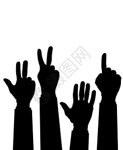倒数三个数手势手数 扁平的手指和孤立在白色背景上的数字 向量集的非语言符号-拳头 胜利 向上 一 二 三 五手字符插画