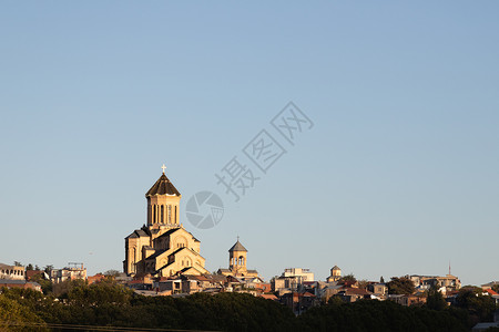 格鲁吉亚第比利斯圣三一公堂 东正教会堂 乔治亚州背景图片