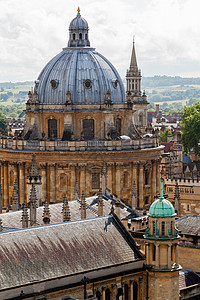 牛津英语素材与拉德克里夫照相机和博尔斯山郊区连接的牛津市天际线教育圆顶相机视角旅游历史地标建筑学游客历史性背景