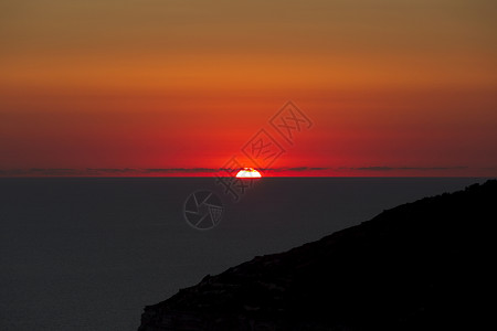 丁利断崖日落热带悬崖天空海洋太阳地平线红色海岸线背景图片