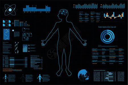 未来的主题概念背景 Data 仪表板 Graph 小组数字概念图屏幕插图高科技展示加载互联网显示器科幻诊断图表背景图片