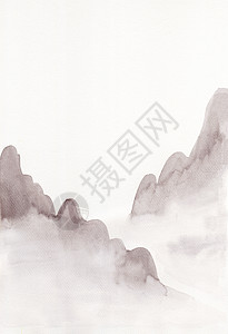 以东亚风格的白色背面白墨油画抽象黑墨绘画插图水彩墨水背景图片