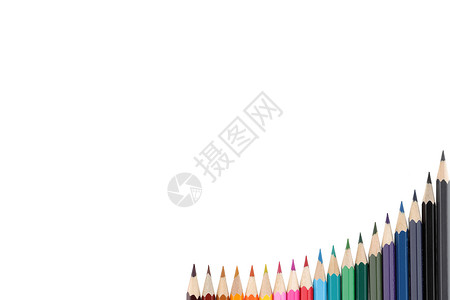 彩色铅笔右下角边框 有复制空间背景图片
