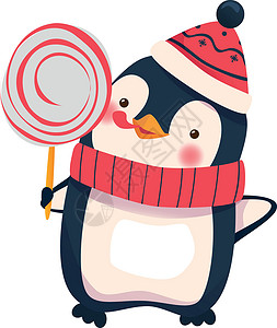 有圣诞糖果的企鹅卡通片婴儿背景图片