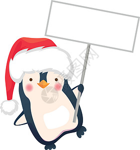 企鹅持有标志牌广告牌卡通片框架插图快乐卡片小样横幅动物海报背景图片
