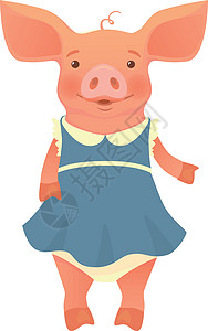 穿裙子的小猪动物卡通片衣服公猪猪肉孩子背景图片