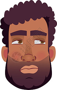 爆炸头男性抓狂非洲人类的特征黑色胡须男性头发情绪忧郁情感卡通片插图男人设计图片