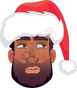 多疑戴帽子的非洲男人的脸忧郁潮人黑色情感男性符号卡通片黑人情绪插图设计图片
