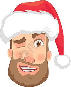 圣诞老人头戴帽子的人的头情绪符号男人男性潮人插图成功胡须表情红色插画