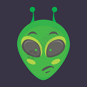 外星人符号异形头  笔记符号矢量表情黑色飞碟绿色火星动物外星人设计图片