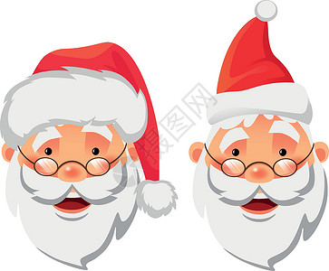 圣诞老人头插图微笑图标帽子快乐背景图片