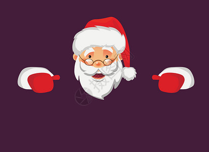 圣诞老人拿着大横旗帽子快乐小样插图手套图标背景图片