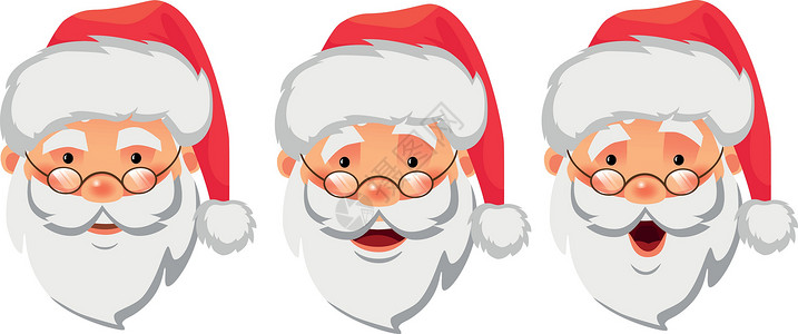 圣诞老人圣像集胡须插图眼镜帽子图标背景图片