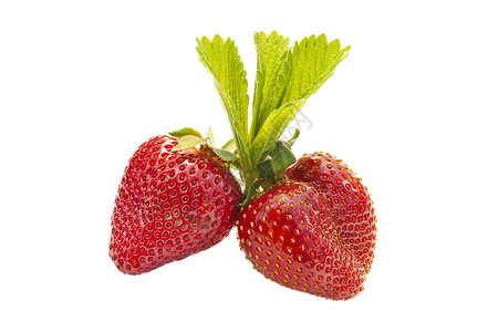 树叶配红色边框成熟美美的草莓大草莓特配背景