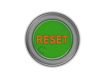 绿色圆形标签显示RESET 白色背景的散装绿色按钮背景