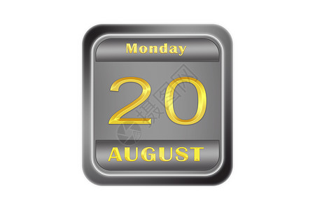 8月20日 星期一 在金属栓塞板上盖金 日期是8月20日背景图片