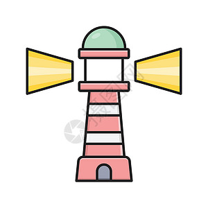 电塔旅行白色海洋航海标识海浪海岸灯塔插图房子背景图片