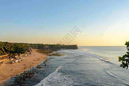 巴兰扎印度尼西亚巴厘岛巴兰甘海滩的魔术日落旅行摄影照片背景