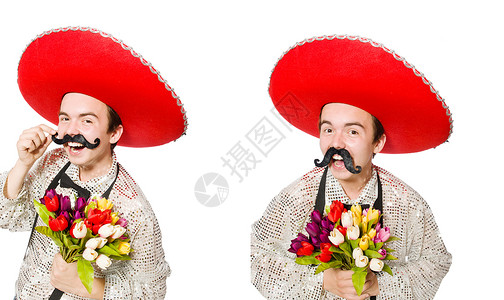 戏服花朵素材带薄帽的滑稽墨西哥人礼物情人收藏男人帽子姿势婚礼戏服剪辑花束背景