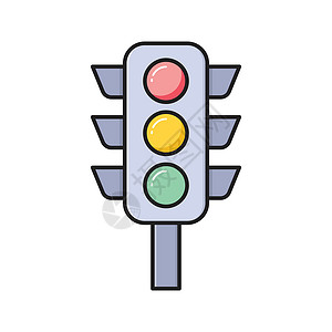 交通控制警告绿色红绿灯插图安全街道危险背景图片