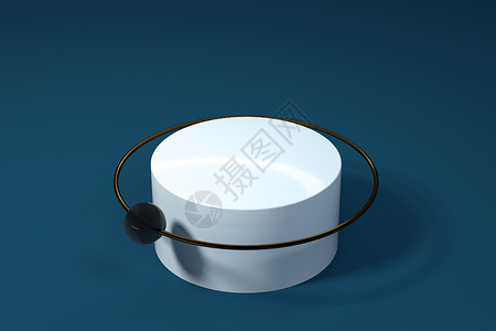 白色平台 球环绕3D投影背景图片