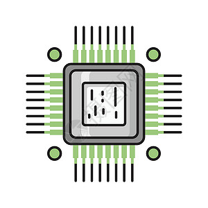 电脑电路芯芯片理器显卡处理器技术电子电气电脑电子产品插图电路插画