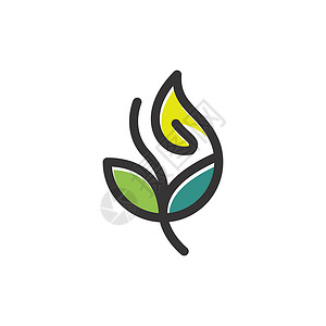 厦门园林植物园Leaf Flowl植物园园林生态绿线Logo插画