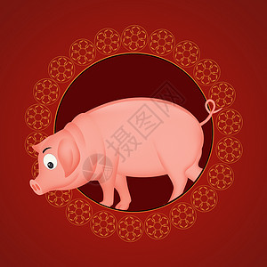 中国星座的猪图标背景图片